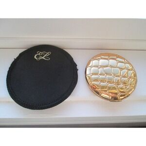 Estee Lauder Gold Reptile Alligator Compact Refillable Mirror Case Makeup Powder